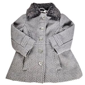Cherokee Patterned Gray Coat with Faux Fur Collar Size 12 Months